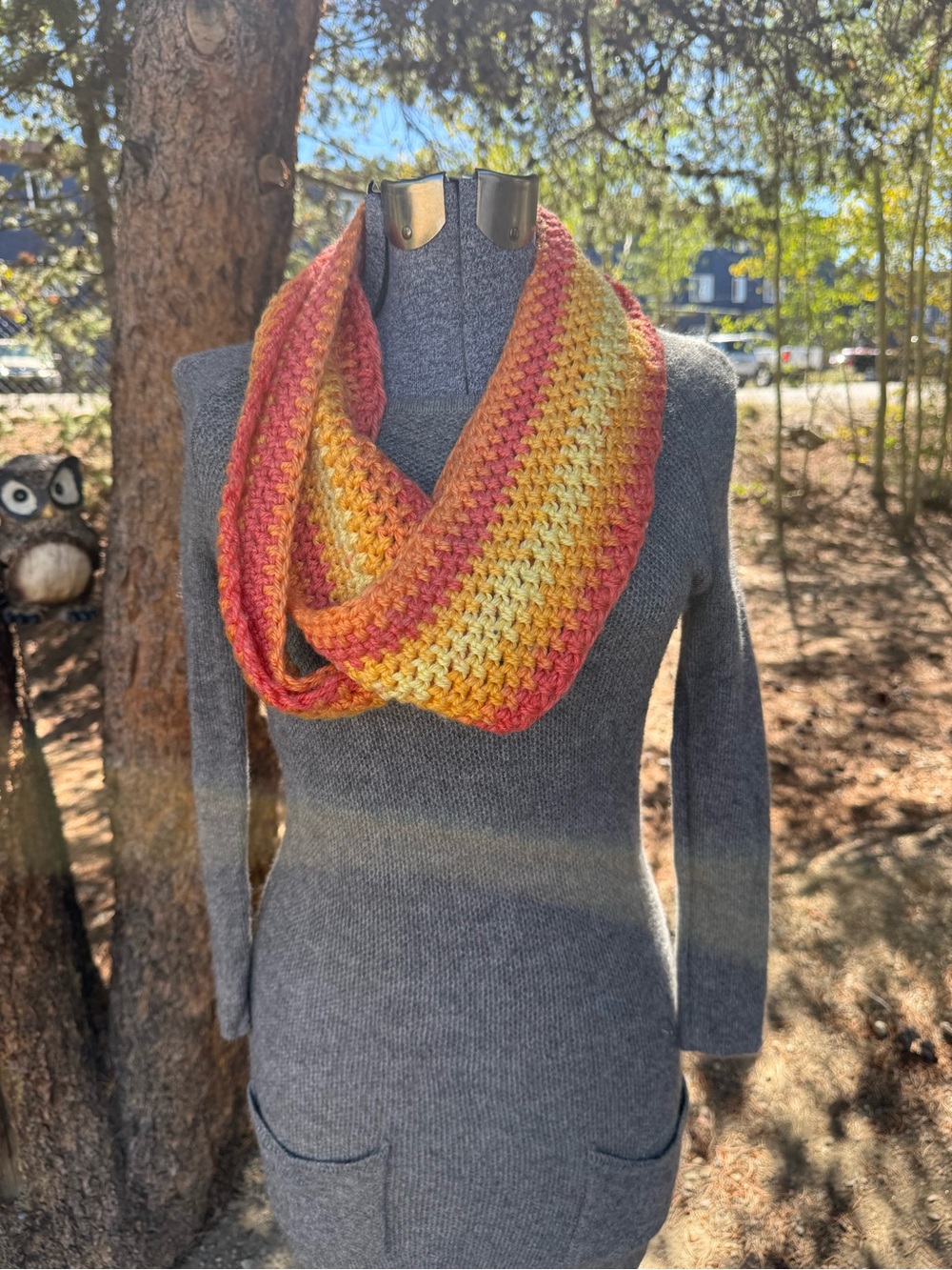 Handmade Gradient Infinity Scarf in Yellow and Orange
